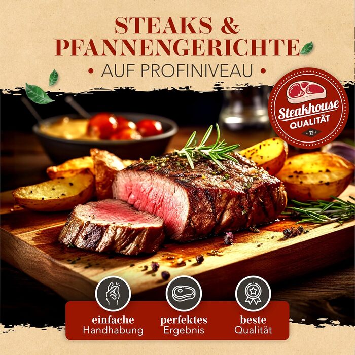 Чавунна сковорода-гриль Krustenzauber 26 см з індукційним дном та двома ручками - рифлена сковорода для смаження, ідеальна для індукційних плит