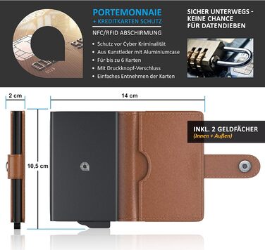 RFID-захисний картхолдер CSL - алюмінієвий картхолдер для 6 карт - чорний (Тип 3)