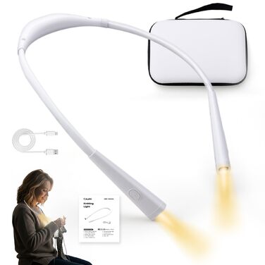 Caydo Лампа для читання з кишенею - 4 режими світла, 5 рівнів яскравості, регульований кут, гнучкий тримач, ідеально для читання в ліжку, рукоділля (біла)