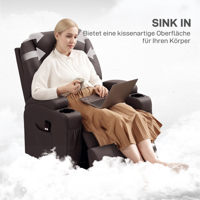 HOMCOM Lift Chair, Reclining, Recliner with Cup Holder & Storage Pouch, Remote Control | Aosom