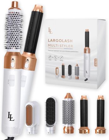 Набір для укладки волосся 5 в 1 Warmluftbürste Set: фен-щітка, плойка для локонів, 3 температурні режими, Auto-Wrap, негативні іони, 1000 Вт, захист від пошкодження