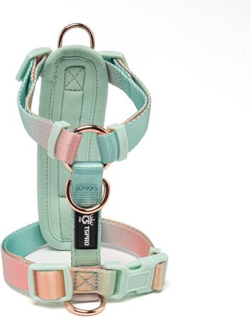 Шлейка для собак середніх порід TSPRO, не тягне, жовто-зелена градієнтна графіка, регульована, з швидкою застібкою, дихаюча та міцна (Розмір 2, обхват шиї 40.6–68.6 см, обхват грудей 40–70 см)