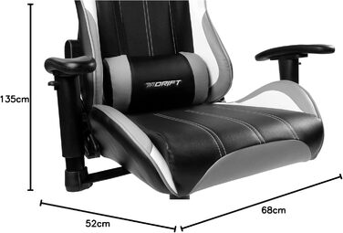 Ігрове крісло DRIFT DR175GRAY, професійне, екошкіра, 2D підлокітники, клас 4, поворотне, чорне/сіре