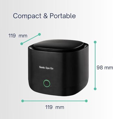 Ультразвуковий очищувач для елайнерів, ретейнерів та протезів з таблетками Boostab - портативний бездротовий пристрій для Invisalign, капп, захисних кап та зубних апаратів (чорний)