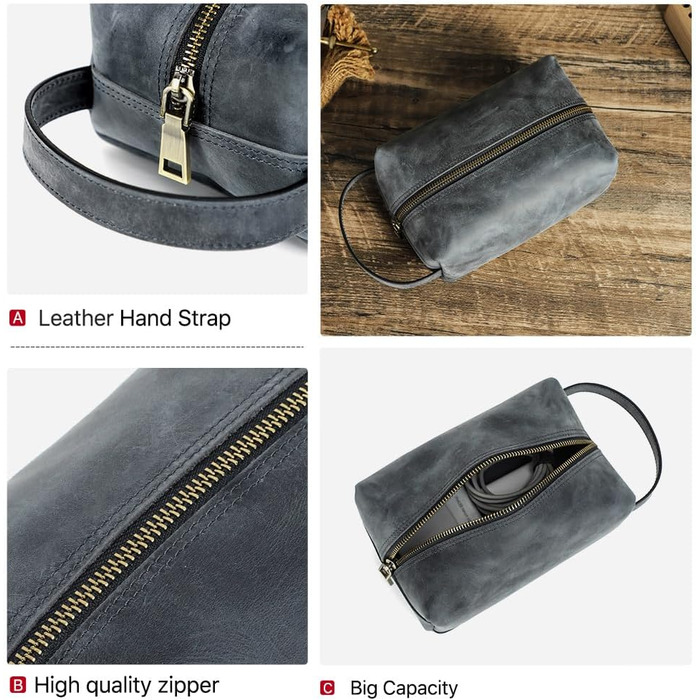 CONTACT'S Family Electronics Essentials Organizer Pouch, Cable Organizer Pouch, Leather Cable Organizer Pouch, Leather Electronic, Tech Pouch, Leather Cable Pouch (Blue)