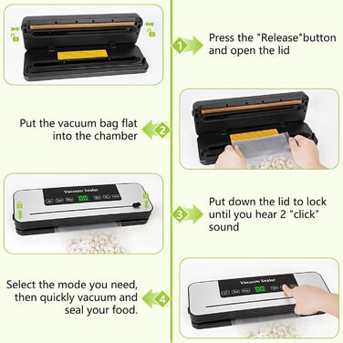 Вакуумний пакувальник Vakuumiergerät Profi з LED-дисплеєм, 50 пакетів, вбудований різак, функції 'Волого/Сухо', для кухні та їдальні