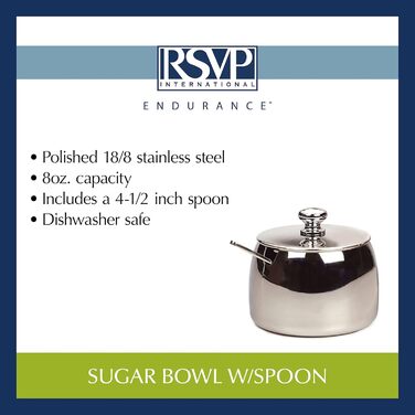 Кавова цукорниця з ложкою Endurance CAFE-2, нержавіюча сталь, 237 мл