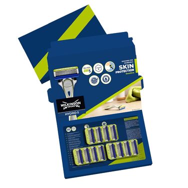 Смінні касети для бритви Wilkinson Sword Hydro 5 для чоловіків, з зволожуючим гелем та тримером, 12 шт.