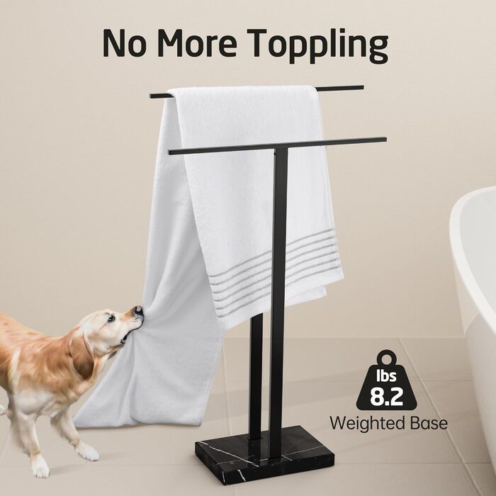 Підставка для рушників подвійна, настільна, з нержавіючої сталі SUS 304, з мамарморовою основою, чорного кольору, 84 см, BTH217-2