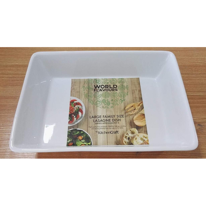 Форма для лазаньї KitchenCraft World of Flavours, кераміка, 33 x 23 см, біла, 3 л