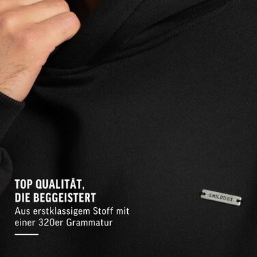 SMILODOX Худі Dawson для чоловіків - Оверсайз толстовка з капюшоном - З довгим рукавом, Ідеально для спорту, стилю вулиці та повсякденного носіння, Зручна та універсальна, Чорний колір