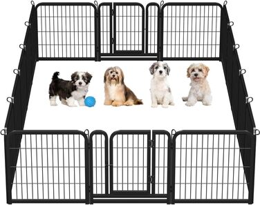 Яхітіч, вольєр для цуценят на 12 частин, 63 см, з 2 дверцятами, автоматичним замком, гнучкий та складаний, для квартири та саду