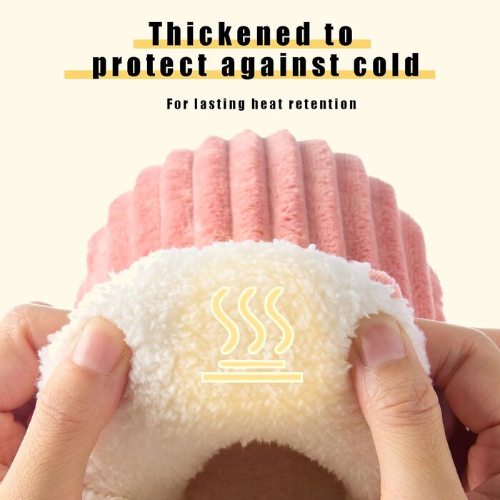 Тапочки жіночі зимові теплі з піною з пам'яті, чоловічі, з м'якого корду, повністю пухнасті, м'які, закриті, бавовняні, з антиковзким покриттям, зручні для дому та вулиці, 38/39 EU, рожеві