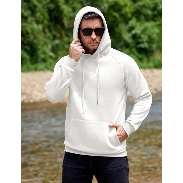 Світшот з капюшоном чоловічий COOFANDY, теплий, з кишенями, бавовна, білий XL