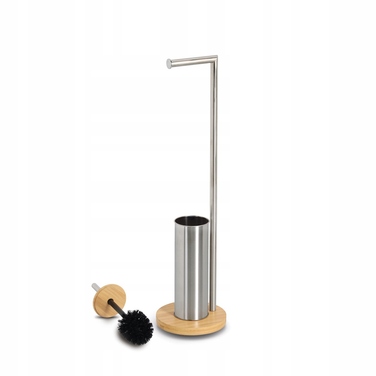 Тримач для туалетного паперу та йоржик для унітаза з бамбука та сталі, 72,5 см