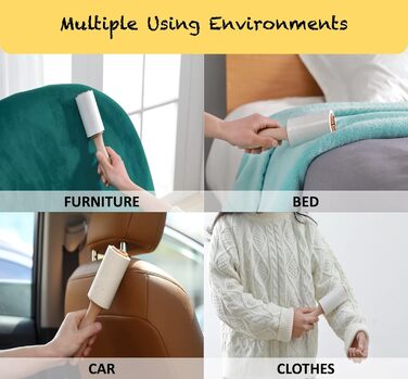 Extra sticky lint roller refill pack, including tear-off sheets, suitable for 0.2 standard size lint rollers with an inner diameter of 3.8 cm, works excellently on pet hair (8 pieces)