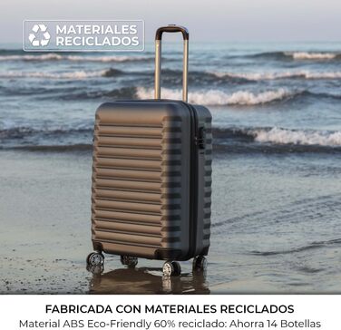 Набір валіз NEWTECK 4 шт. (75см, 63см, 53см, культури) ABS, жорсткий, з 4 колесами, сірий