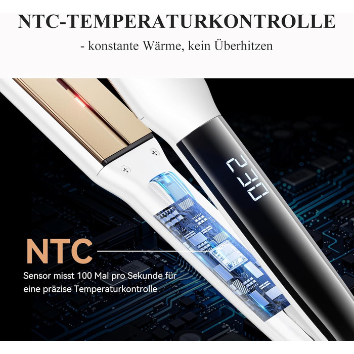 ANLAN 2-в-1 випрямляч та завивачка для волосся, професійний іонізатор, антистатичний, з червоним та інфрачервоним світлом, для гладкого та блискучого волосся, керамічне покриття 150-230°C, LCD-дисплей