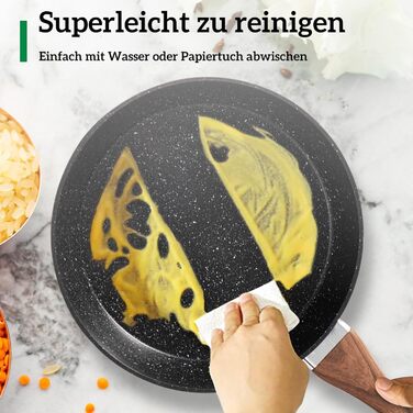 Kitchen Academy 17-Piece Induction Cookware Set with Glass Lids and Granite Coating, including Frying Pans and Pots (Black, 17-Piece)