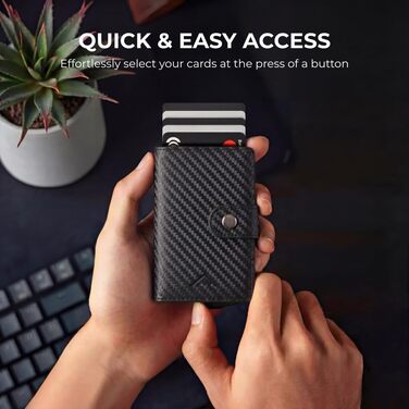 Гаманець чоловічий RFID захист Stealth Wallet - мінімалістичний алюмінієвий картхолдер з чорної шкіри (срібний, класичний)