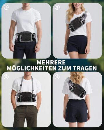 Тактична поясна сумка 6L для туризму, прогулянок з собакою, бігу, велоспорту, риболовлі та подорожей, чорна