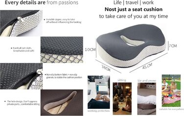 Подушка ортопедична Coxis з піни Memory Foam для офісного крісла, автомобіля, кухні: підтримка спини, геморою, при анальних тріщинах