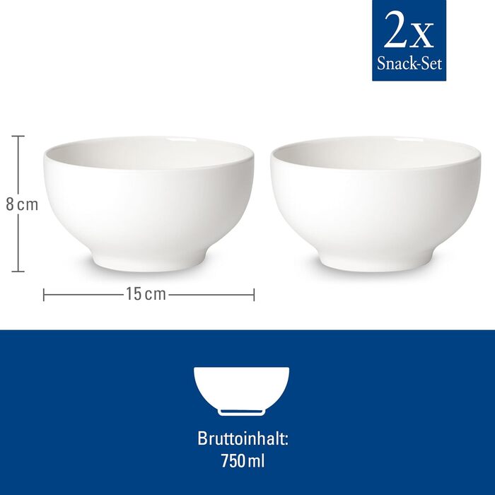 Набір кавових чашок Villeroy & Boch For Me 2 шт. 290 мл білий, порцеляна, для кави та чаю, можна мити в посудомийній машині та використовувати в мікрохвильовці