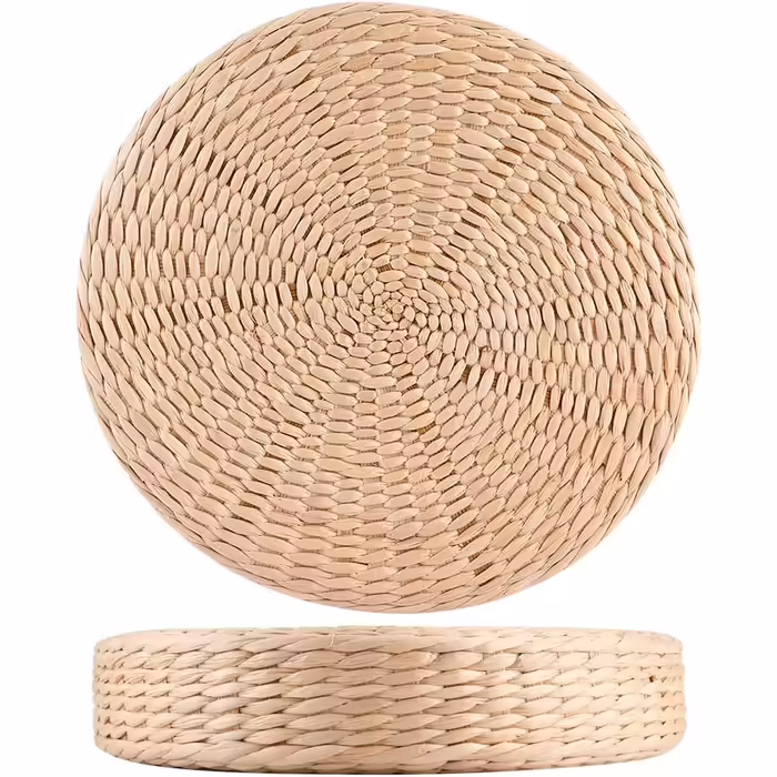 Fybida Japanese Floor Cushion, Round Pouf, Tatami Chair Pad, Yoga Seat Cushion, Knitted Floor Mat, Garden, Dining Room, Home Decor, Outdoor (30 cm X 5 cm)