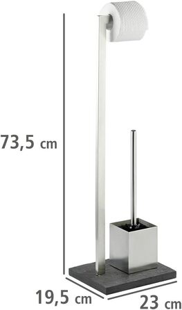 Набір для туалету WENKO Slate-Rock: тримач туалетного паперу та щітка для унітазу, нержавіюча сталь, антрацит, 73.5 x 19.5 x 23 см
