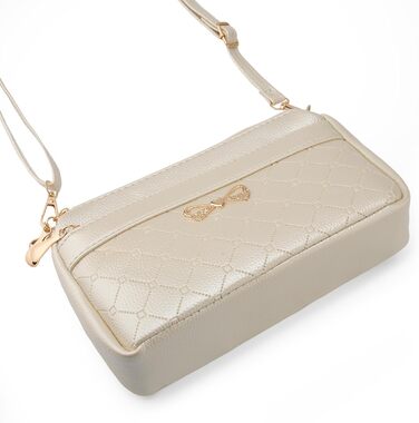 Сумка жіноча через плече маленька елегантна з тисненим візерунком, шкіряна PU, біла перлина