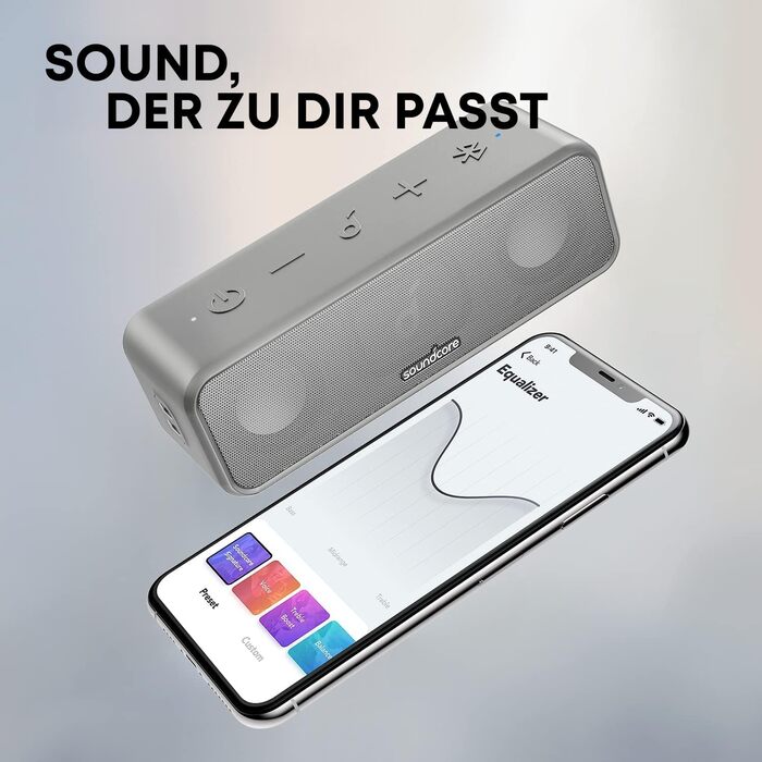 Soundcore 3 Bluetooth колонка: Стереозвук, Titan-драйвери, PartyCast, BassUp, 24 год, IPX7, EQ - Чорний/Срібний