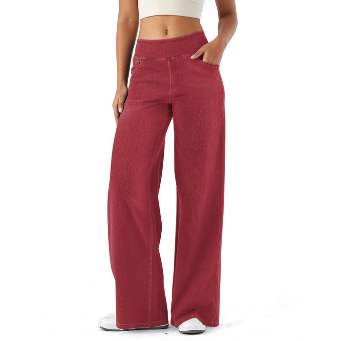 Джинси жіночі LaiEr широкі, з високою талією, прямі, вільні, з ефектом потертості та градієнтом 