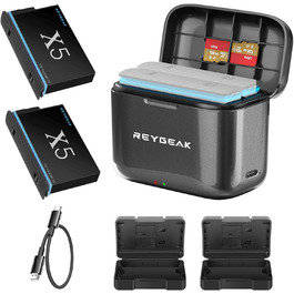 REYGEAK акумулятори для Insta360 X5, 2 x 2800 mAh, комплект з зарядним пристроєм