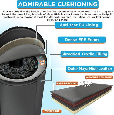 Дитячий боксерський мішок RDX Junior Standboxsäcke з рукавичками для тренувань: MMA, кікбоксинг, бокс, бойові мистецтва, муай-тай. Білий (червоний, 1.2 м)