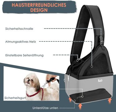 Сумка-переноска для собак до 7 кг, чорна. Зручна переноска для цуценят та маленьких собак, з регульованим ремінцем, м'якою підкладкою та вентильованою сіткою. Легка та миюча сумка-переноска для собак до 3 кг.