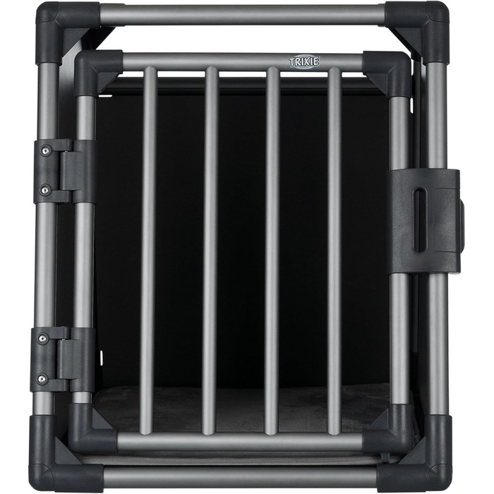 Тріксі переносна клітка для собак, алюміній, 60x65x86 см, стабільна, тиха, з безпечним замком та неслизьким килимком - 39342 (графіт, L 74x55x61 см, однокімнатна клітка)