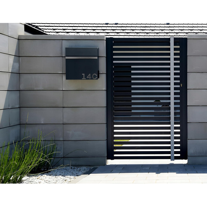 Поштова скринька настінна Anthrazit RAL 7016 для газет, велика (XXL, Laser 2) з можливістю нанесення адреси