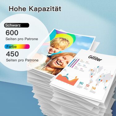 Картриджі Glliter 305XL для принтерів HP Deskjet 2800e, 2700e, 4100 та HP Envy 6000, 6420e (чорний, кольоровий), сумісні з HP 305 XL