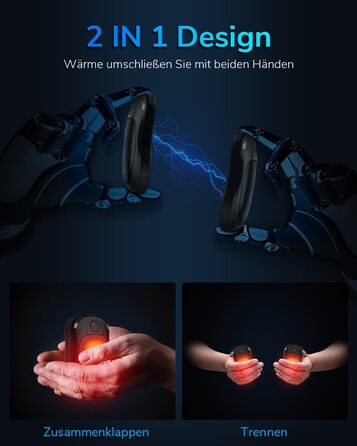 Електричний нагрівач для рук, перезаряджуваний, 2 шт. (чорний)