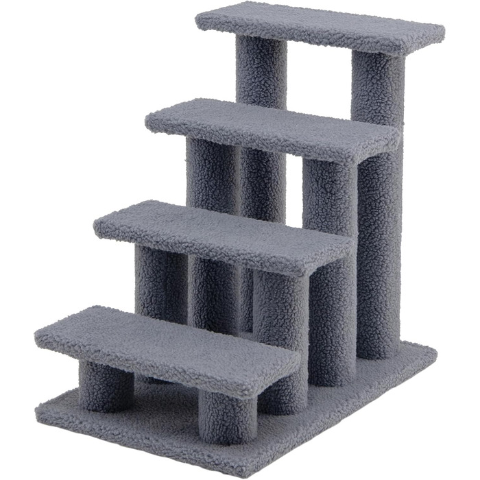Сходи для котів SOARS, 4 сходинки, для тварин до 25 кг, сходи для собак, комплекс для котів, 61 x 41 x 60 см (Сірий)