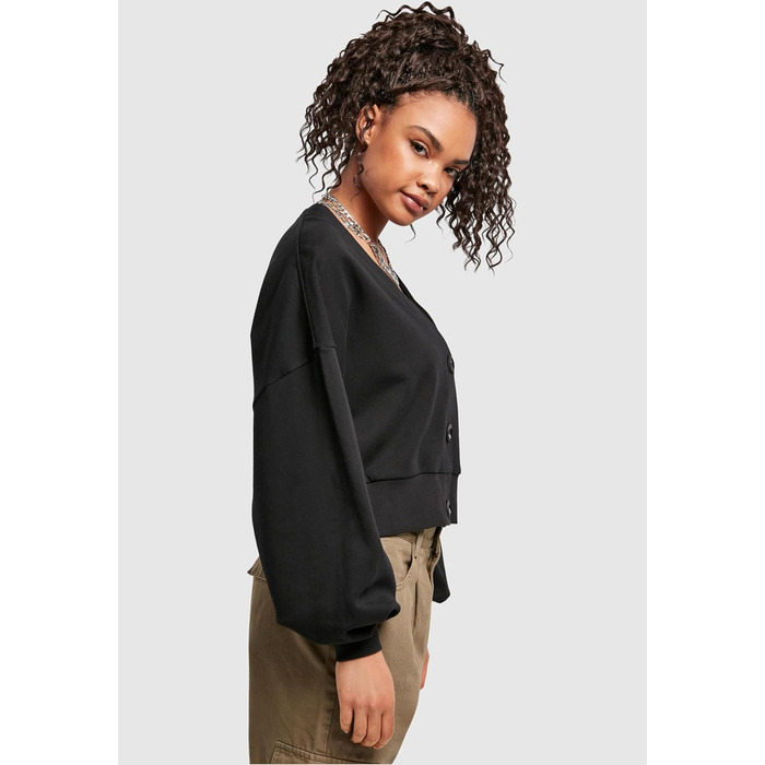 Кардиган жіночий Urban Classics Organic Oversized з коротким рукавом з махрової тканини, 4XL, чорний