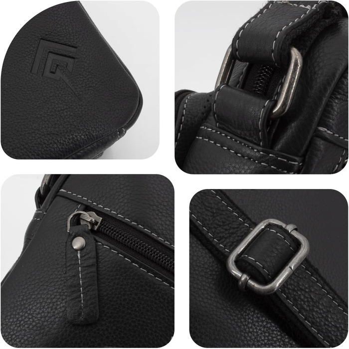 Чоловіча сумка через плече JOREY з натуральної шкіри, чорна. Ідеальна для бізнесу, роботи та подорожей. Чоловіча шкіряна сумка-мішок.