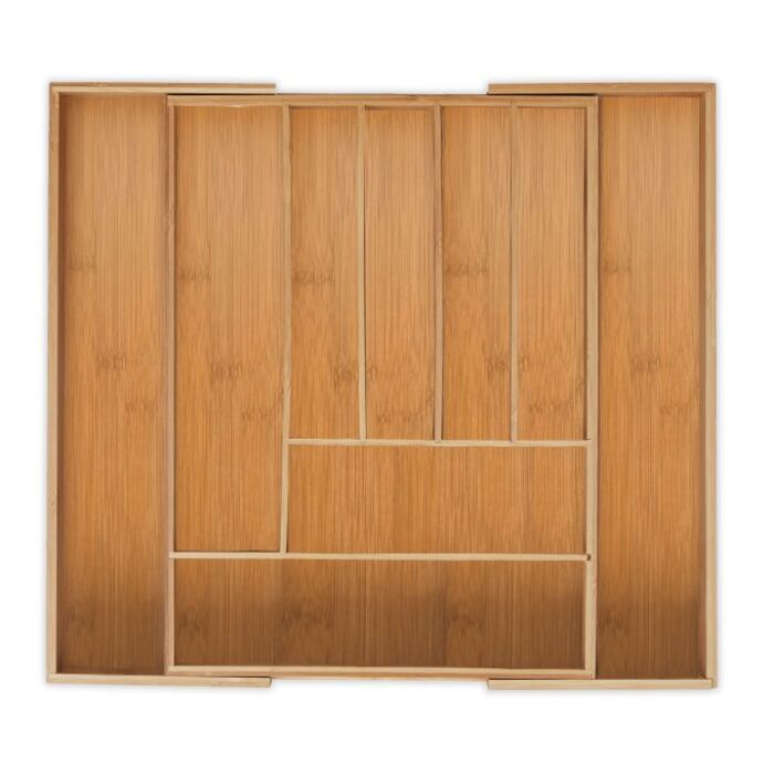 Relaxdays Bamboo Cutlery Box, Extendable