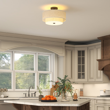 HOMCOM Pendant Light with Double Linen-Look Shades, Cream White