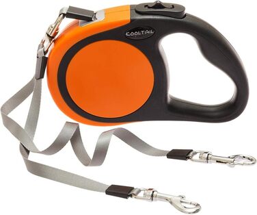 KOOLTAIL Double Dog Leash - Retractable 4.8m for Two Dogs Up to 50kg - Durable, Tangle-Free, with Brake
