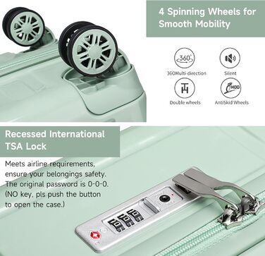 Набір валіз Sea Choice: 3 валізи (55/65/75 см) + косметичка, білий, з TSA-замком, PC+ABS, для ручної поклажі