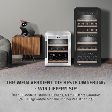 CASO WineCase One Black - Single Bottle Wine Cooler with Temperature Control (5-18°C), Stainless Steel Finish
