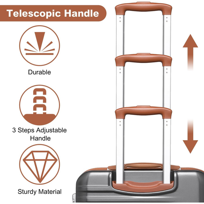 Чемодан ручної поклажі British Traveller середнього розміру, 64 x 43 x 26.5 см, з TSA-замком, ABS+PC, сірий