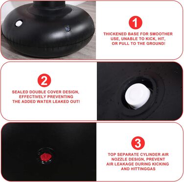 Надувний боксерський мішок для дітей 160 см, рукавиці та насос - для занять боксом, карате в приміщенні та на вулиці, чорний