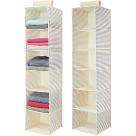 Тканинний підвісний шафа mDesign – 6 полиць – сірий та чорний колір, ідеально для одягу, ременів, клатчів